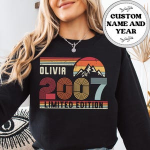 2007 Customized 18th Birthday Sweatshirt – 18 Years Limited Edition Retro Shirt for Men Women, Eighteen Year Old Birthday Party Tee Gifts