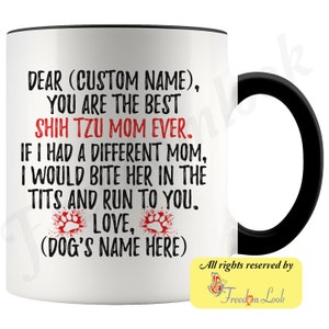 Personalized Shih Tzu Dog Women Gifts, Shih Tzu Mom Present Gift, Shitzu Mommy Mug, Shih Tzu Owner Gift, Chrysanthemum Dog Mom Gift image 3