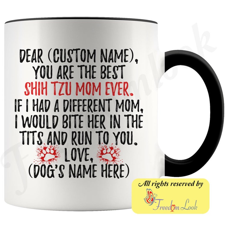 Personalized Shih Tzu Dog Women Gifts, Shih Tzu Mom Present Gift, Shitzu Mommy Mug, Shih Tzu Owner Gift, Chrysanthemum Dog Mom Gift image 3