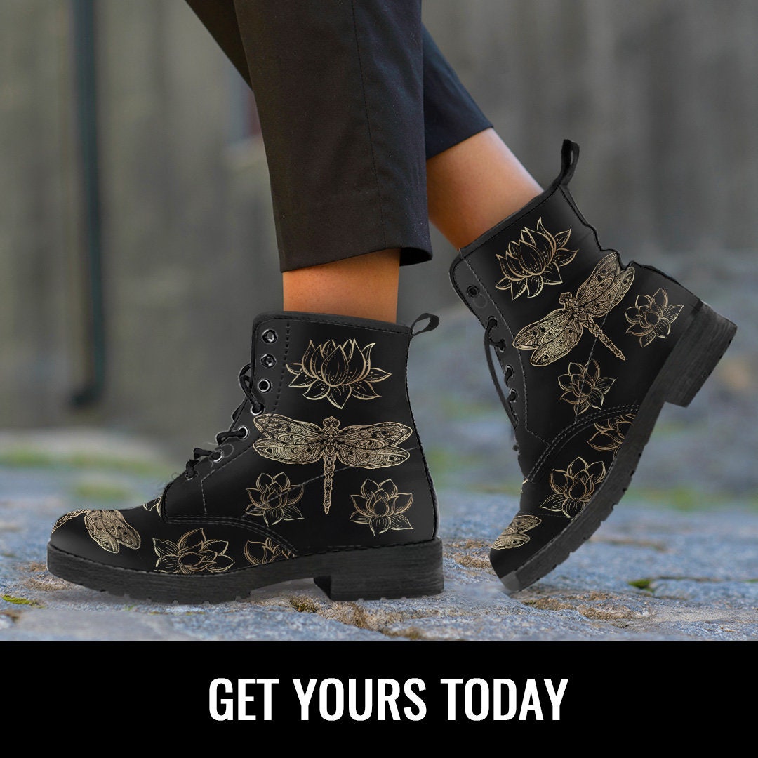 Dragonfly Lotus Handcrafted Boots main image 1