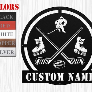 Custom Hockey Monogram Metal Sign, Hockey Player Name Sign, Hockey Metal Wall Art, Men Hockey Sign Sports Gift, Hockey Lover Gift