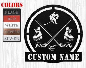 Custom Hockey Monogram Metal Sign, Hockey Player Name Sign, Hockey Metal Wall Art, Men Hockey Sign Sports Gift, Hockey Lover Gift