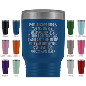 Personalized Sheepdog Tumbler, Welsh Sheepdog Daddy Gift, Old English Sheepdog Owner, Sheepdog Men Gifts, Icelandic Sheepdog Dad Present