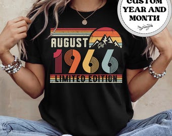 Camiseta de 60 cumpleaños, camiseta vintage de 1966, camiseta de mujer de treinta cumpleaños, regalo de 60 cumpleaños para hombre o mujer, camiseta desde 1966 para él o ella