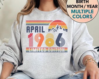 1986 Sweatshirt, 1986 Birthday Sweatshirt Sweater, 1986 Birthday Year Number Sweat for Women Or Man, Birthday Gift, 40th Birthday Shirt