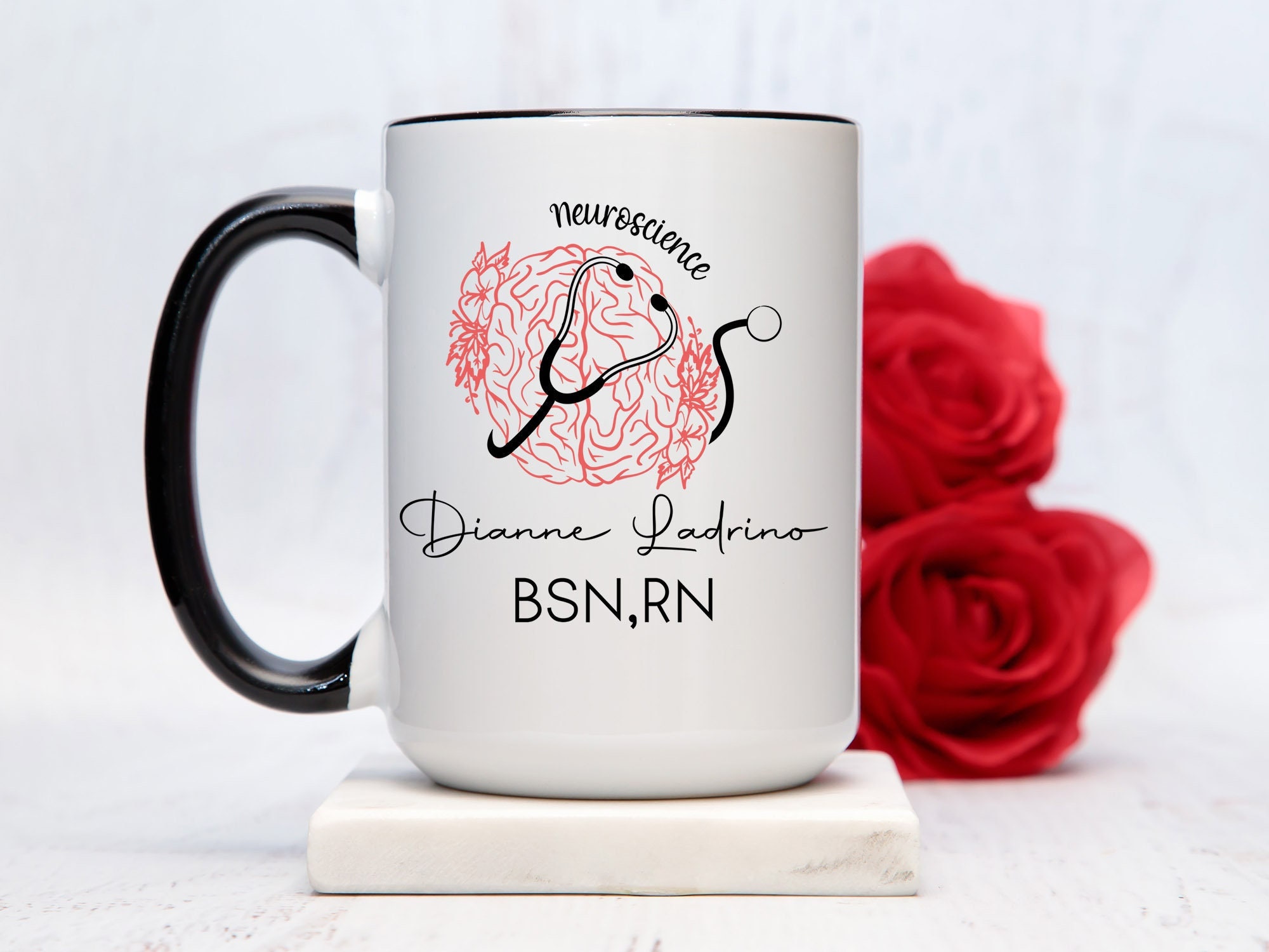 Customized Brain Anatomy Coffee Mug, Personalized Neuroscience Nurse Gift Idea, Nursing Student Anatomical Brain, Nursing School Present