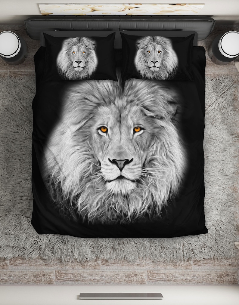 Oil Paint Style Lion Bedding Duvet Cover For Kids And S Image 0