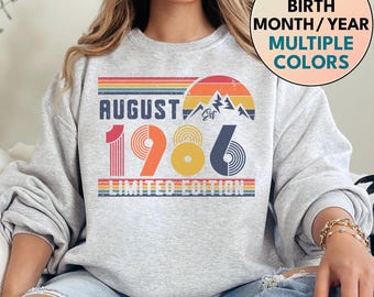 1986 Sweatshirt, 1986 Birthday Sweatshirt Sweater, 1986 Birthday Year Number Sweat for Women Or Man, Birthday Gift, 40th Birthday Shirt