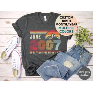 18th Birthday Retro Shirt, 2007 Birthday Sweatshirt Gift, 2007 Bday Year Number Hoodie for Women / Men, Birthday Tee For Daughter Or Son