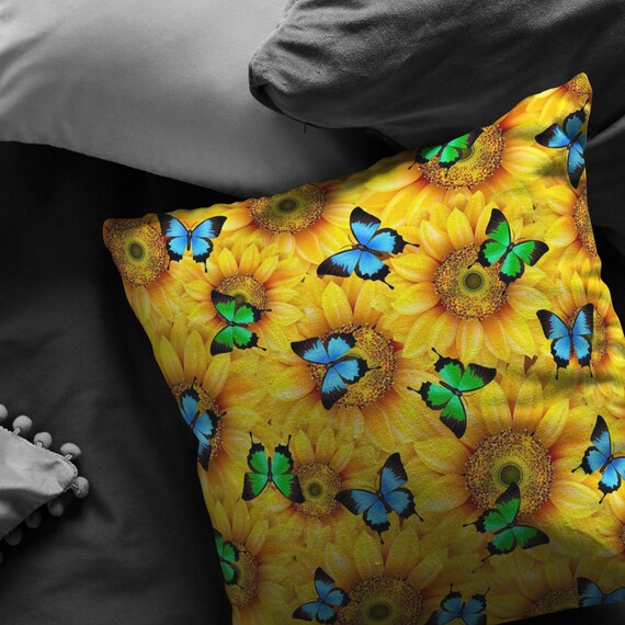 Sonnenblume Kuschelkissen, Sonnenblume Kissen-Liebhaber-Geschenk, Blume hübsche gelb Couch Kissen, Kissen Kunst, Sonnenblume Schlafzimmer Zimmer Dekor