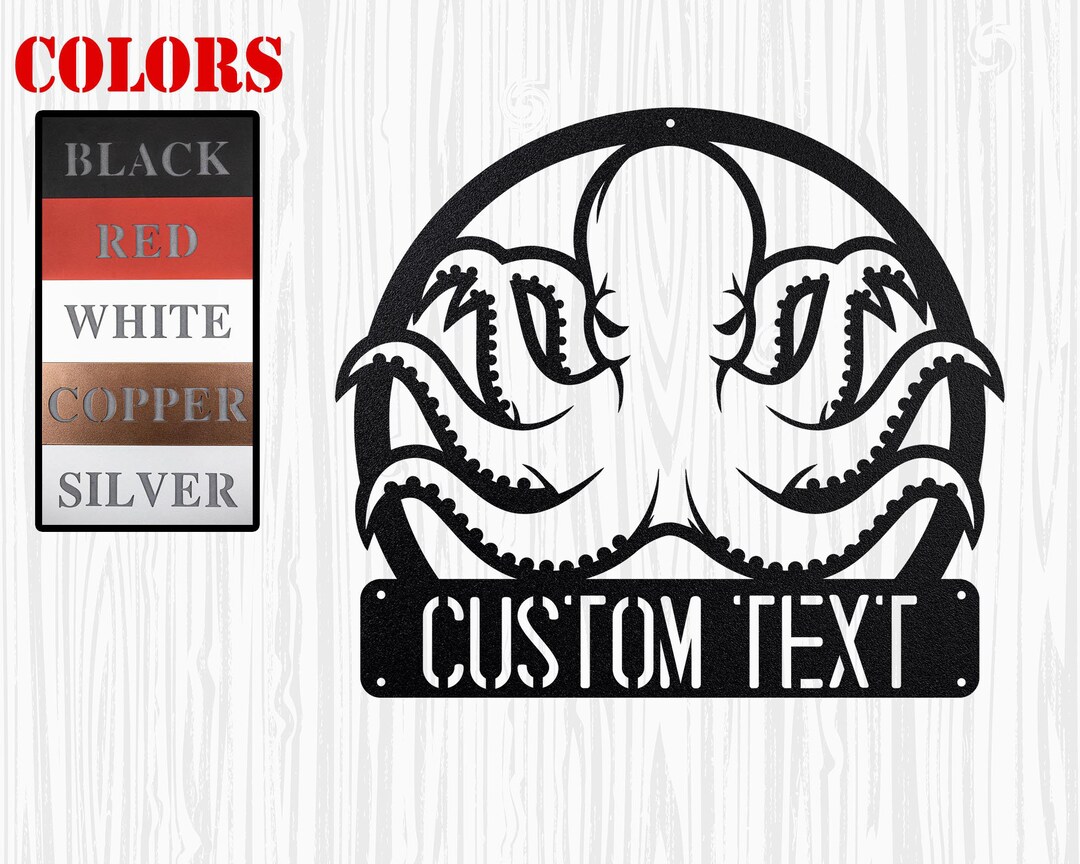 Personalized Octopus Monogram Metal Sign, Custom Octopus Metal Sign ...