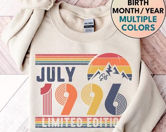 1996 Sweatshirt, 1996 Geburtstag Sweatshirt Pullover, 1996 Geburtstag Jahr Nummer Sweat für Frauen oder Männer, Geburtstagsgeschenk, 30.Geburtstag Sweatshirt