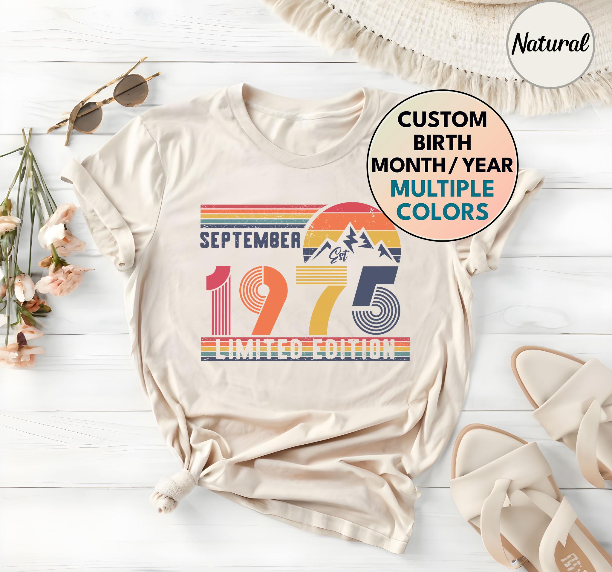 50th Birthday Retro Shirt, 1975 Birthday Sweatshirt Gift, 50 Years Bday Number Hoodie for Women / Men, Fifties Bday Tee For Wife Or Husband