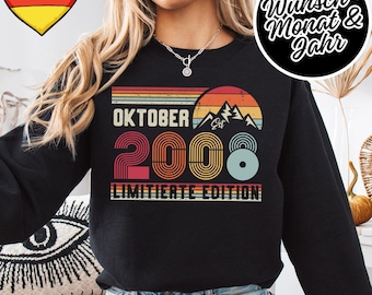 18. Geburtstag Retro Sweatshirt – Vintage 2008 Pullover Geschenk – Hoodie 18 Jahre Unisex – Coole Idee für Party, Club & Geschenk