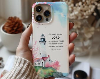 Proverbs 18:10 The Name Of The Lord Is A Strong Tower Premium Christian iphone Samsung Google Pixel Phone Case