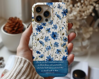 Ephesians 2:10 God's Masterpiece Christian Floral Pattern Phone Case Christian Religious Gifts iPhone Samsung Galaxy Google Pixel Phone Case