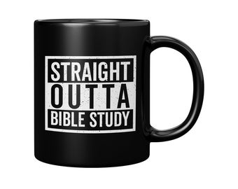 Straight Outta Bible Study Premium Black Mug