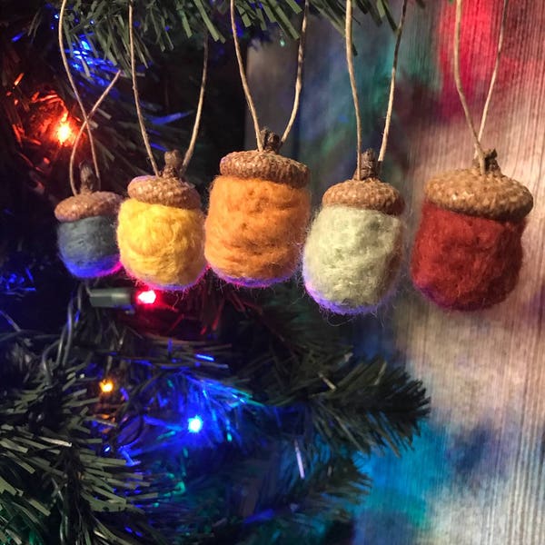 Wool Felted Acorn Ornaments 6 pack