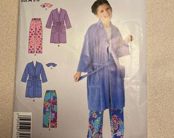 Simplicity 2746 child’s robe, pajama pants and eye mask pattern sizes 8-16
