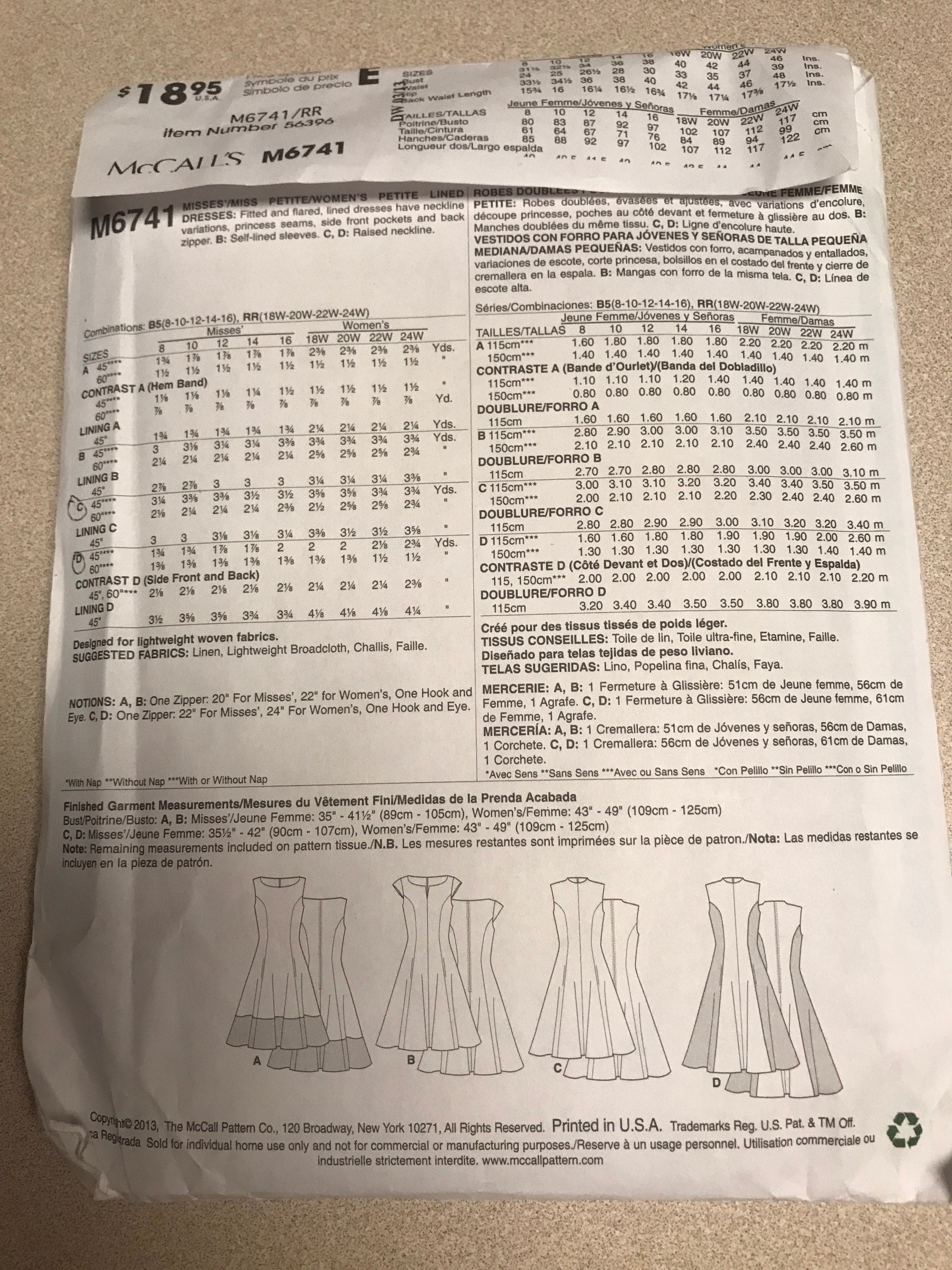 Mccalls 6741 Misses Dress Pattern - Etsy