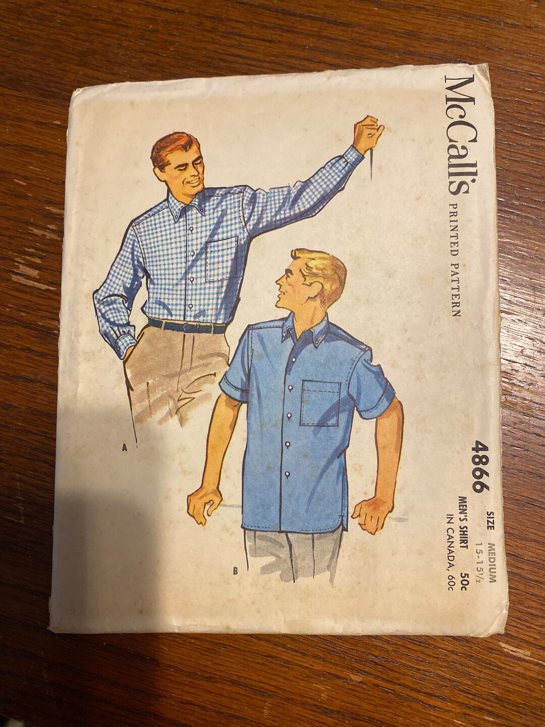 Mccall’s Mens Shirt Pattern 4866 Vintage 1958 - Etsy