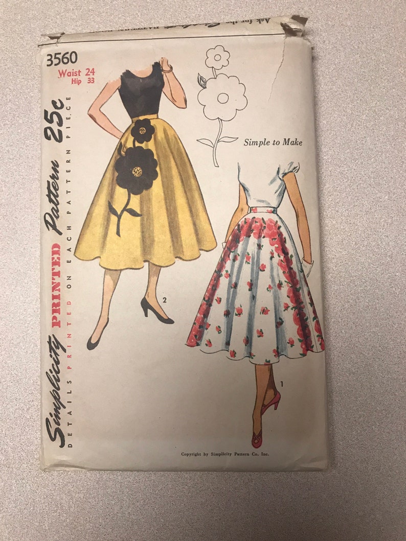 Vintage 1951 simplicity pattern 3560