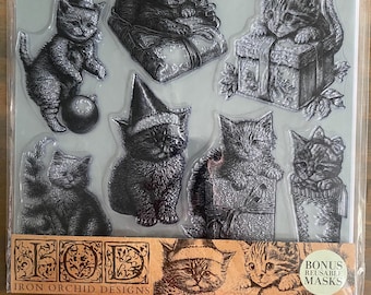 Iron Orchid Designs Christmas Kittens decor stamp