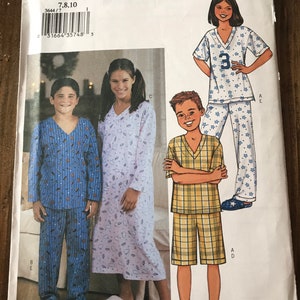 Butterick 3644 kids pajama pattern