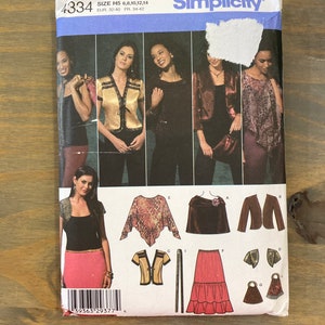 Simplicity 4334 skirt, jacket, scarf, poncho, shrug and bag pattern sizes 6-14