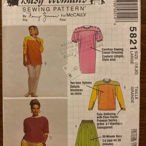McCall’s 5821 dress, top, skirt and pants pattern sizes 18-20