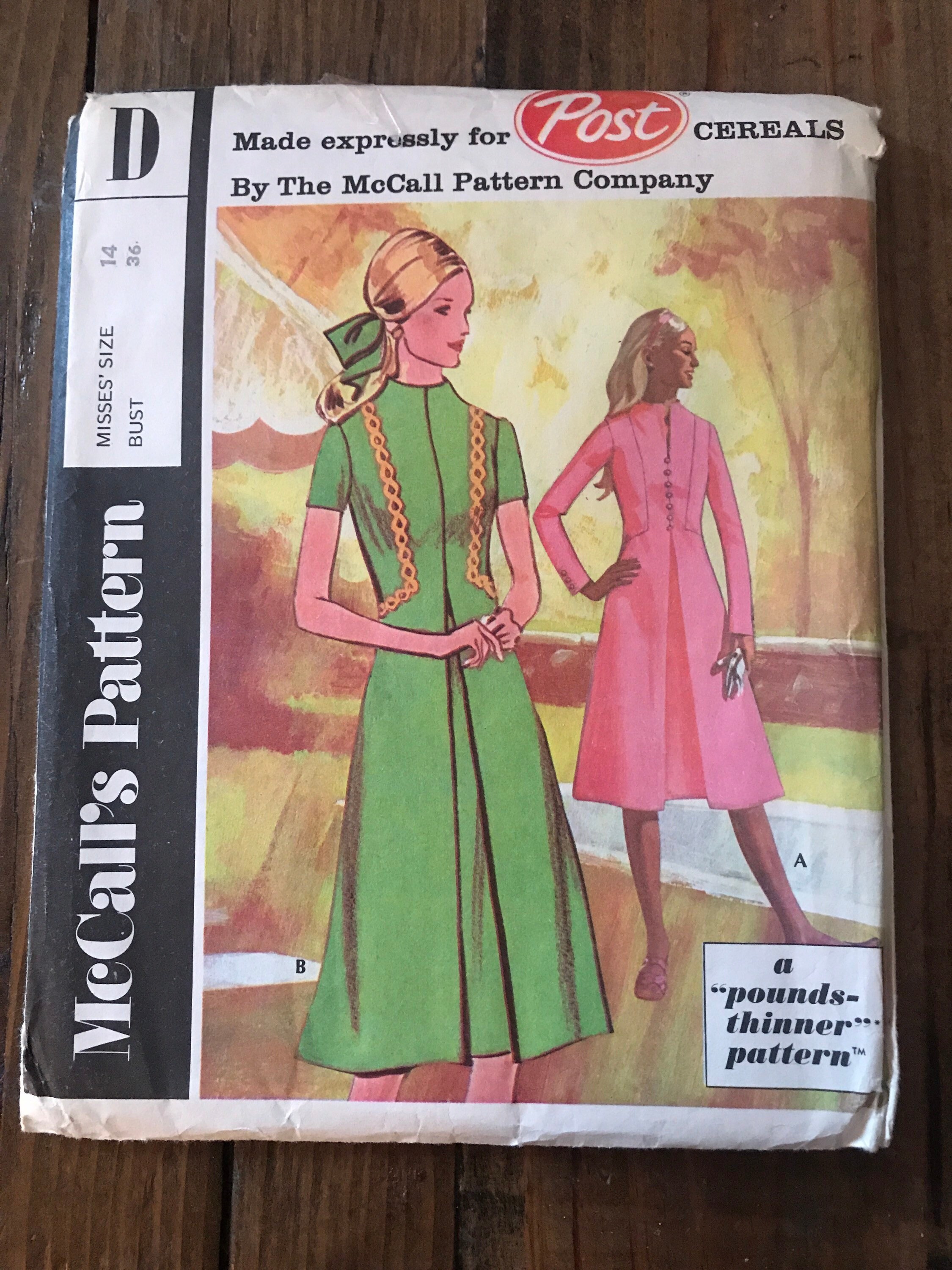 McCalls F Vintage Sewing Pattern for Post Cereals - Five Dresses 36 B –  WeSewRetro