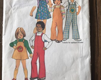 Simplicity 7367 child short jumper, overalls, and top pattern
