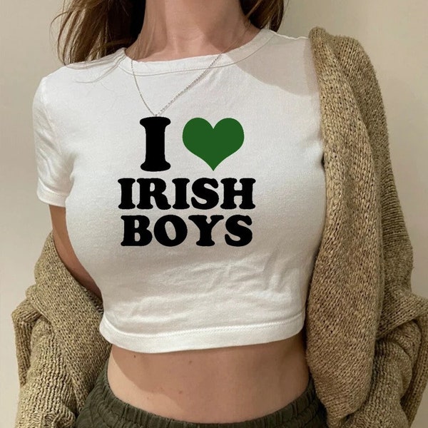 I Love Irish Boys Hip Hop gráfico mujeres recortadas Tops ropa Kawaii 2000s Y2k camiseta de bebé moda camiseta Top corto femenino