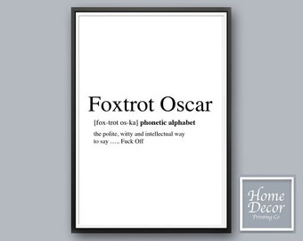 Funny Rude Naughty Definition Typography Dorm Decor Swear Word Room Wall Art Bad Language Foxtrot Oscar Print Poster INSTANT DOWNLOAD