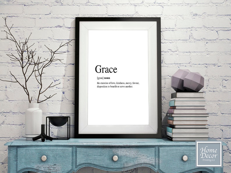 Grace Definition Poster Inspirational Amazing Word Art | Etsy
