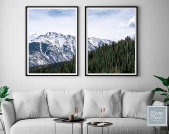 Set of 2 Colorado Nature prints, Mountains wall art, Landscape painting, Evergreen Trees, Forest, Mountain Trees, Mountain print, Landscape