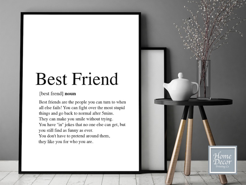 Best Friend Dictionary Art Print Wall Art Prints, Inspirational, Best