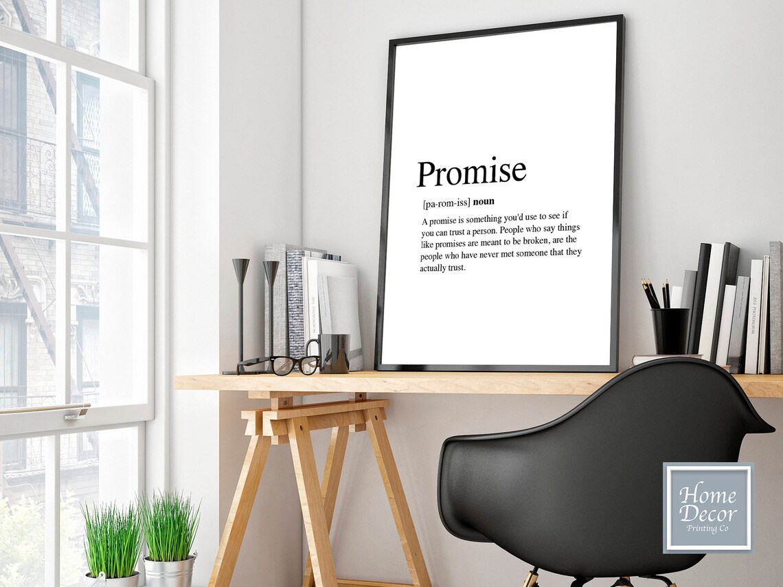 Promise Definition Print Wall Art Print Trust Relationship Etsy