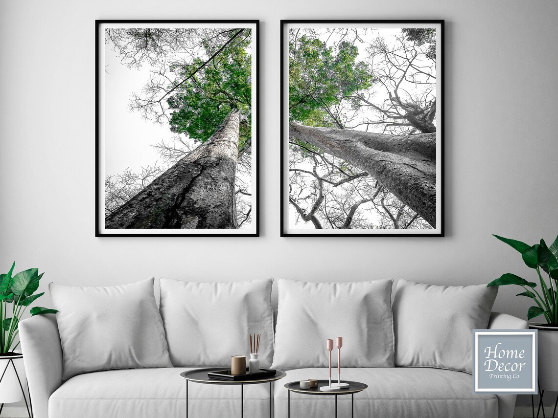 Set of 2 Nature Forest Wall Art Prints Abstract Extra Large - Etsy