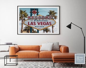 Retro Las Vegas print, Poster, Las Vegas skyline, Wall art, Nevada cityscape, City poster, Typography art, Travel gift Print & Download Now