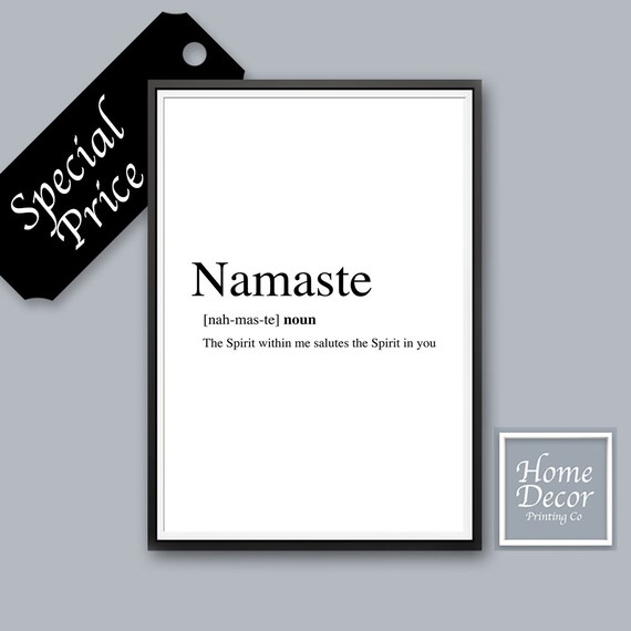 Namaste Word Meaning Yoga Home Decor Inspiring Quote Sign Etsy