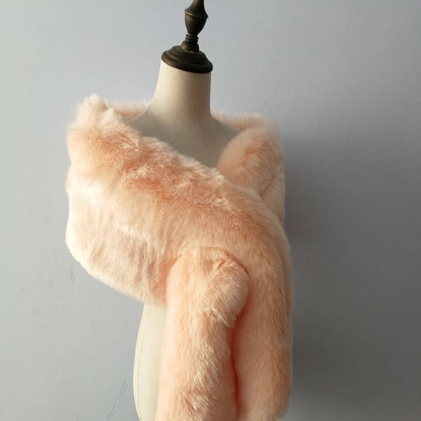 light pink color ,long large faux fur shawl thick faux fur scarf imitated fox fur cape winter women warm fur pashmina