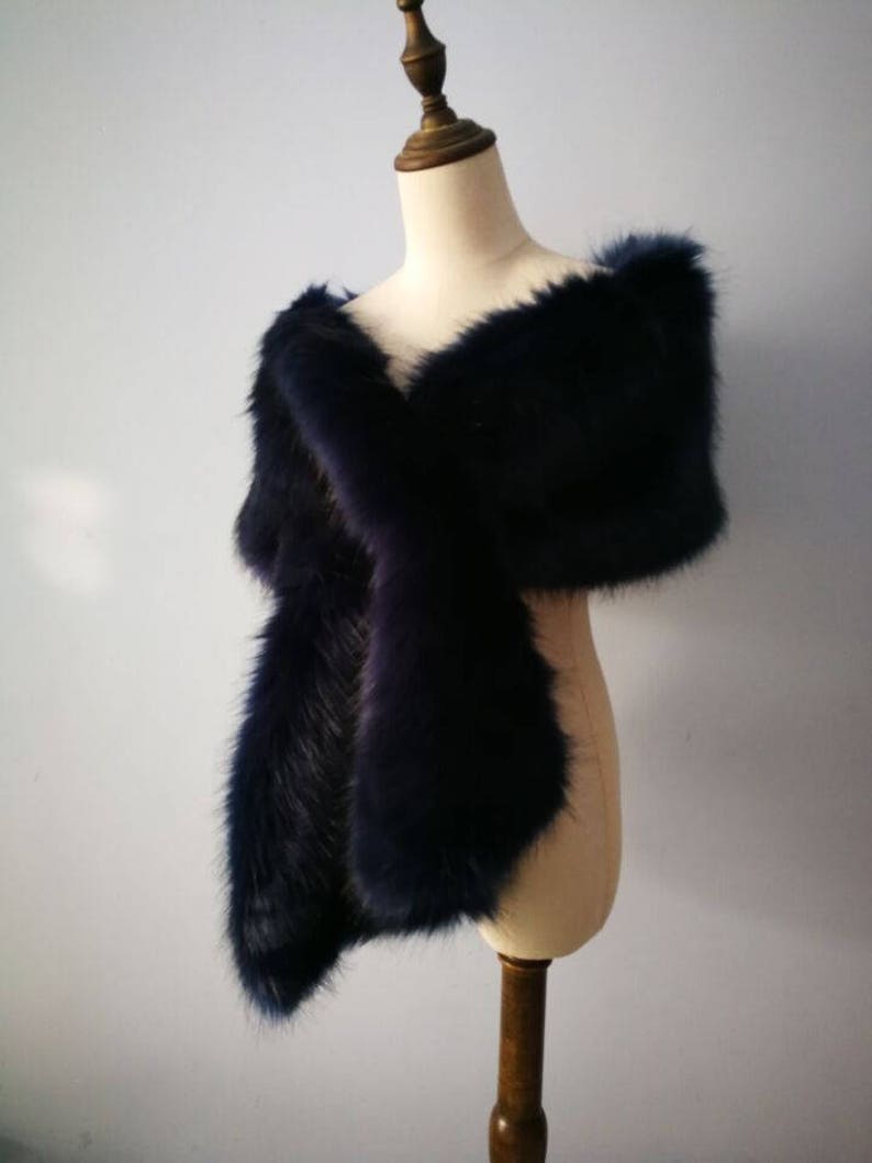 Navy Colorlong Large Faux Fur Shawl Thick Faux Fur Scarf Etsy