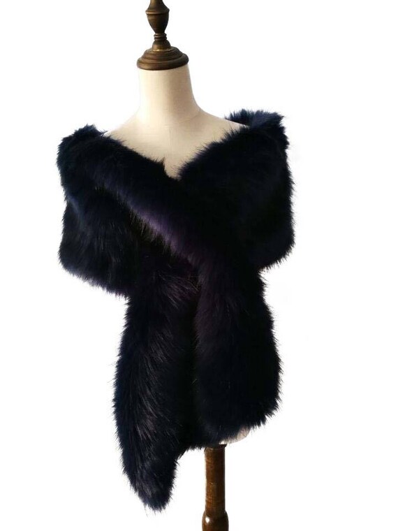 navy fur shawl