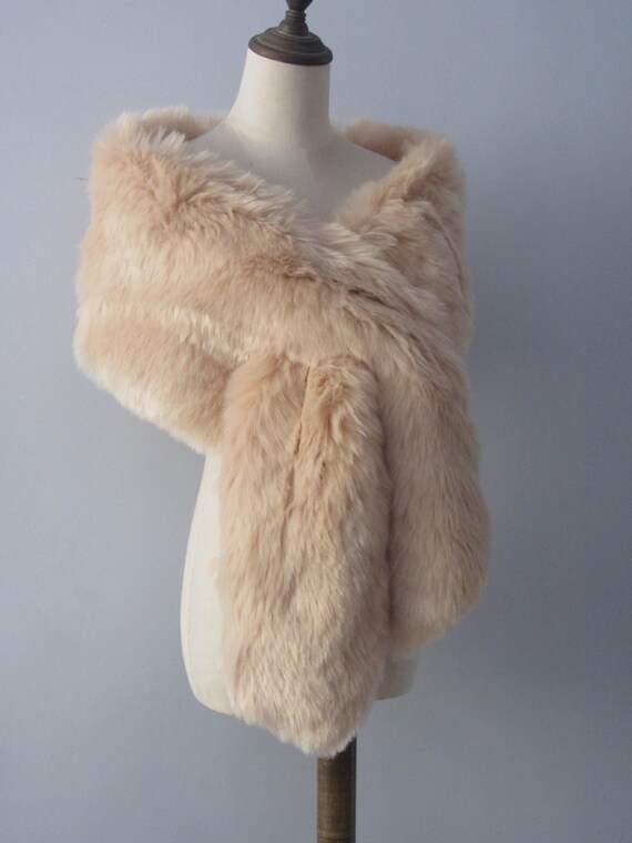 tan fur shawl