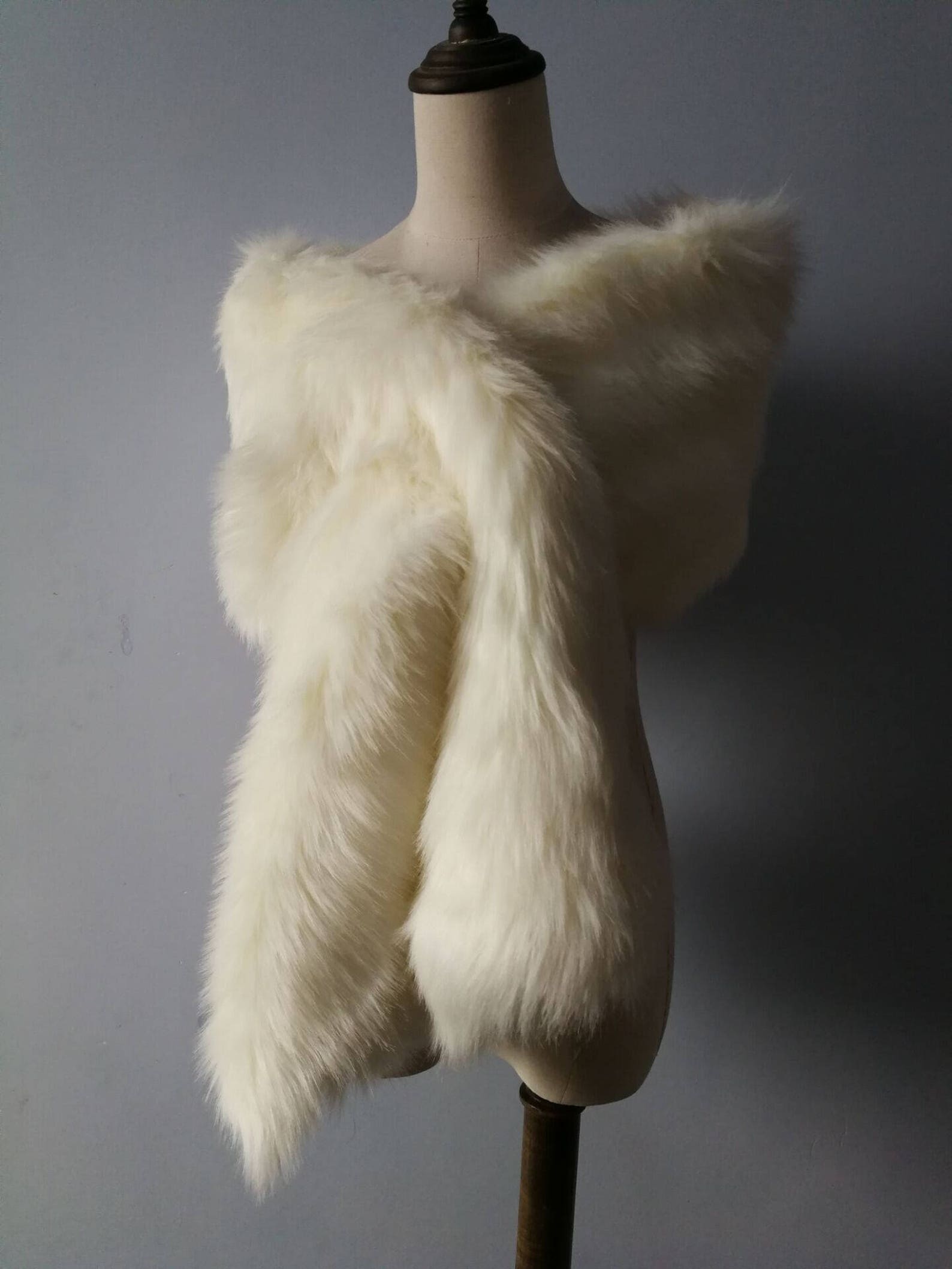 faux fur ivory shawl