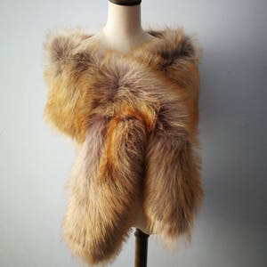 wide color as shown ,long large faux fur shawl thick faux fur scarf imitated fox fur cape winter women warm fur pashmina zdjęcie 3