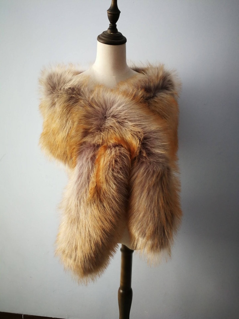 wide color as shown ,long large faux fur shawl thick faux fur scarf imitated fox fur cape winter women warm fur pashmina zdjęcie 3