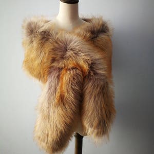wide color as shown ,long large faux fur shawl thick faux fur scarf imitated fox fur cape winter women warm fur pashmina zdjęcie 4