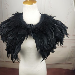 Deluxe Black Feather Collar or Cape, Fantasy Feather Collar for Events, Costume, Carnival Cosplay